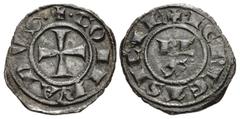 The Richard A. Jourdan Collection – World ITALY, Sicilia (Regno). Corrado. 1250-1254. BI Denier (16mm, 0.70 g, 12h). Messina mint. + • CONRADVS •, cross pattée / + • IЄRL' ЄT SICIL', RE/X in two lines