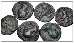 Large Lots ROMAN. Imperial. Lot of six (6) bronze issues from Marcus Aurelius to Faustina Junior. Includes: Marcus Aurelius. Æ Dupondius. RIC 982 // Marcus Aurelius. Æ As. RIC 1125 // Marcus Aurelius.