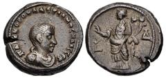 Roman Provincial EGYPT, Alexandria. Valerian II. Caesar, AD 256-258. Potin Tetradrachm (22.5mm, 10.94 g, 11h). Dated RY 4 of Valerian I and Gallienus (AD 256/257). Bareheaded, draped, and cuirassed bu
