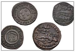 Large Lots ROMAN. Imperial. Lot of four (4) bronze issues of Constantine I and Constantius II. Includes: Constantine I. Æ Follis (3) // Constantius II. Æ Centenionalis. Good VF to Near EF. LOT SOLD AS
