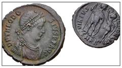 Large Lots ROMAN. Imperial. Lot of two (2) bronze issues of Theodosius I and Arcadius. Includes: Theodosius I // Arcadius. Good VF. LOT SOLD AS IS, NO RETURNS. Two (2) coins in lot.