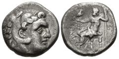 Greek PAPHLAGONIA, Sinope. Circa 230-200 BC. AR Drachm (16.5mm, 4.12 g, 11h). In the name and types of Alexander III. Head of Herakles right, wearing lion skin / Zeus Aëtophoros seated left; AB monogr