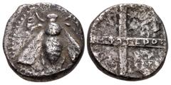 Greek IONIA, Ephesos. Circa 325-320 BC. AR Hemidrachm (11mm, 1.61 g, 12h). Amophoteros, magistrate. Bee / Quadripartite incuse square divided by thick bands; [A]MΦOTEPOΣ on horizontal band. Pixodarus 