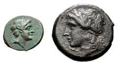 Large Lots GREEK. Magna Graecia & Sicily. Lot of two (2) bronze issues. Includes: LUCANIA, Thourioi // CAMPANIA, Cales. VF and Near VF. LOT SOLD AS IS, NO RETURNS. Two (2) coins in lot.