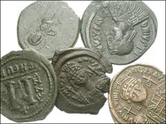 BYZANTINE. Miscellaneous. Byzantine Æ Folles and Half Folles. Includes: Justin I. 518-527. Follis. Nicomedia mint. Bust right / Large M flanked by crosses. SB 88 // Justinian I. 527-565. Half Follis. 