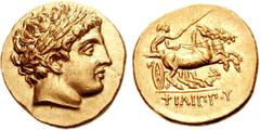 KINGS of MACEDON. Philip II. 359-336 BC. AV Stater (8.61 g, 5h). Pella mint. Struck under Antipater, Polyperchon, or Kassander (for Philip III and Alexander IV), circa 323-315 BC. Laureate head of Apo