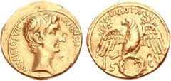 Augustus. 27 BC-AD 14. AV Aureus (7.82 g, 3h). Italian (Rome?) mint. Struck after 16 January 27 BC. CAESAR • COS • VII CIVIBVS • SER[VATEIS], bare head right / AVGVSTVS above, S C across lower field, 