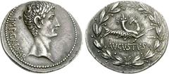 Augustus. 27 BC-AD 14. AR Cistophorus (12.05 g, 12h). Pergamum mint. Struck 27-26 BC. IMP • CAESAR, bare head right / AVGVSTVS, capricorn right, head left, bearing cornucopia on back; all within laure
