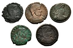 Large Lots ROMAN. Imperial. Lot of five (5) Æ Maiorinae from Constantius II to Decentius. Includes: Constantius II // Magnentius // Decentius (3). Fine to VF. LOT SOLD AS IS, NO RETURNS. Five (5) coin