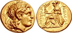 Greek KINGS of THRACE, Macedonian. Lysimachos. 305-281 BC. AV Stater (18mm, 8.58 g, 12h). Alexandreia Troas mint. Struck circa 297/6-282/1 BC. Diademed head of the deified Alexander right, with horn o
