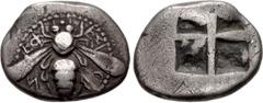 Greek IONIA, Ephesos. Circa 500-420 BC. AR Drachm (15.5mm, 3.21 g). Bee / Quadripartite incuse square. SNG Kayhan 140; SNG von Aulock 7819; SNG Copenhagen 210; C.C. Vermule, "Greek Coins in the Elisab