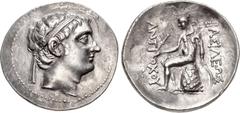 Greek SELEUKID EMPIRE. Antiochos Hierax(?). Circa 242-227 BC. AR Tetradrachm (31mm, 15.47 g, 1h). Uncertain mint in Asia Minor. Unpublished. Lightly toned, light marks and scratches, overstruck on typ