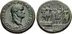 Roman Imperial Galba. AD 68-69. Æ Sestertius (35mm, 25.47 g, 6h). Rome mint, 7th officina. Struck circa December AD 68. SER SVLPI GALBA IMP CAESAR AVG P M TR P, laureate head right, globe at point of 