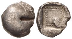 Greek DYNASTS of LYCIA. Uncertain dynast. Circa 490/80-440/30 BC. AR Stater (20.5mm, 9.37 g). Blank (degraded die) / Incuse square containing linear and pelleted interior squares. Cf. Müseler III, 40 