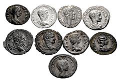 Large Lots ROMAN. Imperial. Lot of nine (9) AR Denarii. Includes: Commodus // Crispina // Septimius Severus // Julia Domna // Julia Maesa // Caracalla // Elagabalus // Julia Paula // Severus Alexander