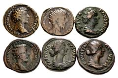 Large Lots ROMAN. Imperial. Lot of six (6) bronze issues from Marcus Aurelius to Diva Faustina Junior. Includes: Marcus Aurelius, as Caesar. Æ As // Marcus Aurelius. Æ Dupondius (2) // Faustina Junior