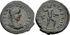 Roman Provincial CILICIA, Hierapolis-Castabala. Valerian I. AD 253-260. Æ (28mm, 20.05 g, 12h). AVT K OVAΛЄPIANOC CЄ, radiate, draped and cuirassed bust right / IЄPOΠ K A CTABAΛЄΩ, naked youth running