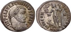 Roman Imperial Licinius I. AD 308-324. Æ Follis (21mm, 5.71 g, 6h). Alexandria mint, 7th officina. Struck AD 314-315. Laureate head right / Jupiter standing left, holding Victory and scepter; to left,