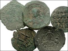 BYZANTINE. Miscellaneous. Æ of various rulers. Includes: PHOCAS, with Leontia. Half Follis. Cyzicus // THEOPHILUS. Follis. Constantiople // ROMANUS I. Follis. Constantiople // ANONYMOUS FOLLIS. Class 