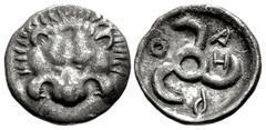 Greek DYNASTS of LYCIA. Aruwatijesi. Circa 400-370 BC. AR Twelfth Stater (11mm, 0.71 g). Zagaba mint. Facing lion scalp / Triskeles; Z (mint mark) in one section; all within incuse circle. Müseler VII