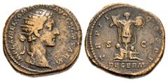 Roman Imperial Commodus. As Caesar, AD 166-177. Æ Dupondius (26mm, 14.28 g, 6h). Rome mint. Struck under Marcus Aurelius and Commodus, AD 177. IMP L AVREL COMMODVS AVG GERM SARM, radiate head right / 