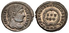 Roman Imperial Constantine I. AD 307/310-337. Æ Follis (19mm, 3.16 g, 1h). Heraclea mint, 1st officina. Struck AD 327-329. CONSTAN TINVS AVG, head right, wearing plain diadem, eyes to God / D N CONSTA