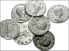 ROMAN. Imperial. AR of Julia Maesa and Julia Mamaea. Includes: al denarii. JULIA MAESA. Juno // Pudicitia (3) // JULIA MAMAEA. Juno // Vesta (2). Near VF-VF condition, some toning. LOT SOLD AS IS, NO 