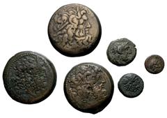 Large Lots GREEK. Egypt & North Africa. Lot of six (6) Ptolemaic bronze issues. Includes: Ptolemy IV. Æ Triobol. Alexandreia mint. Series 5D, circa 219-205/4 BC. CPE B496; Svoronos 1127; SNG Copenhage