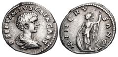 The McAlee Collection – Septimius Severus to Geta Lot of two (2) coins. 192a Geta. As Caesar, AD 198-209. AR Denarius (19mm, 2.77 g, 11h). Laodicea ad Mare mint. Struck under Septimius Severus and Car