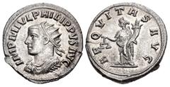 The McAlee Collection – Gordian III to Philip II Philip II. AD 247-249. AR Antoninianus (21mm, 4.14 g, 11h). Antioch mint. 1st issue. IMP M IVL PHILIPPVS AVG, radiate, draped, and cuirassed bust left,