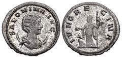 The McAlee Collection – Trajan Decius and Later Lot of two (2) coins. 304a Salonina. Augusta, AD 254-268. AR Antoninianus (22mm, 3.47 g, 11h). Antioch mint. 3rd emission, AD 253-255. SALONINA AVG, dra