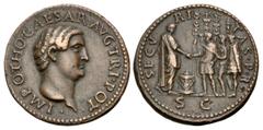 World Medals ANCIENT THEMES. Otho. AD 69. Cast Æ "Sestertius" (35mm, 23.27 g, 7h). Paduan type. Later cast after Giovanni da Cavino (1500-1570). IMP OTHO CAESAR AVG TR I POT, bare head right / SCV RI 
