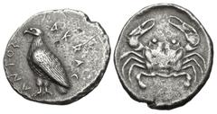 Greek SICILY, Akragas. Circa 510-495 BC. AR Didrachm (25mm, 8.55 g, 4h). Sea eagle standing left / Crab. Westermark, Coinage, Period I, Group I, 35.5 = Basel 252 (this coin, illustrated); HGC 2, 87. O