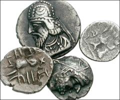 ORIENTAL GREEK. AR of the Kings of Persis. Includes: DARIOS I. AR Obol. Head right / King before altar. Alram 559 // DARIOS II. AR Obol. Bust left / King before fire altar. Alram 567 // ARTAXERXES II.