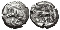 Greek LYCIA, Uncertain. Circa 520-470/60 BC. AR Stater (18mm, 8.88 g). Predynastic issue. Forepart of boar left / Rough incuse square. Müseler I, 14 (uncertain dynast); Falghera 8 (same rev. punch); S