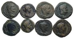 Large Lots ROMAN. Imperial. Lot of eight (8) bronze issues. Includes: Marcus Aurelius. Æ Dupondius // Lucilla. Æ As // Maximinus I. Æ Sestertius (2) // Gordian III. Æ Sestertius (2) // Philip I. Æ Ses