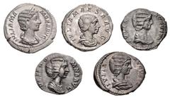 Large Lots ROMAN. Imperial. Lot of five (5) Severan AR Denarii. Includes: Julia Domna (3) // Julia Maesa // Julia Mamaea. VF to Good VF. LOT SOLD AS IS, NO RETURNS. Five (5) coins in lot. From the Ben