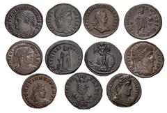 Large Lots ROMAN. Imperial. Lot of eleven (11) mostly Constantinian era Æ Folles. Includes: Licinius I // Constantine I // Helena // Crispus (3) // Constantine II (2) // Constantinopolis commemorative