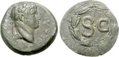 SYRIA, Seleucis and Pieria. Antioch. Otho. AD 69. Æ As (12.49 g, 12h). Laureate head right / Large S • C within laurel wreath composed of eight sets of leaves. RPC 4320 var. (pellet in upper field of 