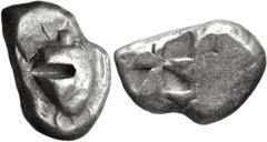 Greek ISLANDS off ATTICA, Aegina. Circa 525-480 BC. AR Stater (17.5mm, 12.47 g). Sea turtle, head in profile, with thin collar and [row of dots down its back] / Incuse square with 'windmill' pattern. 