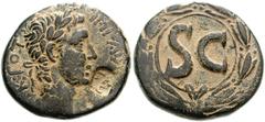 SYRIA, Seleucis and Pieria. Antioch . Augustus. 27 BC-AD 14. Æ 26mm (15.72 g, 12h). Struck posthumously under Tiberius circa AD 14-31/7(?). Laureate head right; c/m: ΓA/E / S C within laurel wreath. M
