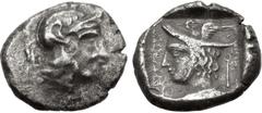 Greek LYCIA, Kadyanda. 2nd-1st centuries BC. AR Stater (20mm, 7.94 g, 8h). Struck under Hñtruma or Wekhssere II. Helmeted head of Athena right / Head of Hermes left, wearing winged petasos; KHADAVAVTU