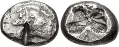 Greek LYCIA, Uncertain. Circa 520-470/60 BC. AR Stater (20mm, 9.45 g). Forepart of boar left / Incuse square, with Λ-shaped indentations on each side, two of which are filled. Cf. Müseler III 4–6; Fal