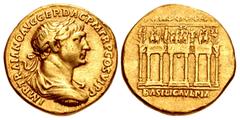 Merani Collection – Roman Imperial Trajan. AD 98-117. AV Aureus (18.5mm, 7.03 g, 6h). Rome mint. Struck circa AD 112-113. IMP • TRAIANO AVG GER DAC P M TR P COS VI P P, laureate, draped, and cuirassed