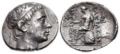 Greek SELEUKID EMPIRE. Antiochos Hierax. Circa 242-227 BC. AR Drachm (18.5mm, 4.16 g, 1h). Magnesia on the Maeander mint(?). Diademed head of Antiochos II right / BAΣIΛEΩΣ ANT-IOXOY, Apollo Delphios, 