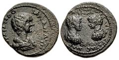 Roman Provincial THESSALY, Koinon of Thessaly. Julia Domna, with Caracalla and Geta as Caesar. Augusta, AD 193-217. Æ Tetrassarion (29mm, 11.46 g, 6h). Struck circa AD 198-211. [I]OYΛIAN ΔO MNAN AYΓ, 