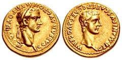 Roman Imperial Gaius (Caligula), with Germanicus. AD 37-41. AV Aureus (19mm, 7.72 g, 10h). Lugdunum (Lyon) mint. Struck March AD 38. C CAESAR • AVG • PON • M • TR • POT • III COS • III, laureate head 