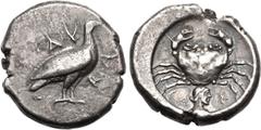 Greek SICILY, Akragas. Circa 480/78-470 BC. AR Didrachm (19mm, 8.33 g, 3h). Sea eagle standing right / Crab; below, head of nymph right; all within incuse circle. Westermark, Coinage, Period I, Group 