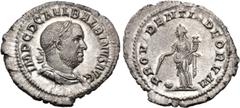 Roman Imperial Balbinus. AD 238. AR Denarius (21.5mm, 2.25 g, 12h). Rome mint. 1st emission. IMP C D CAEL BALBINVS AVG, laureate, draped, and cuirassed bust right / PROVIDENTIA DEORVM, Providentia, dr