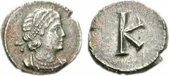 Commemorative Series. AD 326-330. AR 1/3 Siliqua (0.88 g, 6h). Constantinople mint. Diademed and draped bust of Constantinopolis right, with the features of Helena(?) / Large K. RIC -; Bendall, Anonym